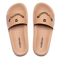Chinelo Slide Feminino Moleca Flatform Detalhe Nude/Dourado Chinelo Slide Feminino Moleca Flatform Detalhe Nude/Dourado