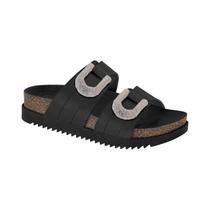 Chinelo Slide Feminino Papete Fivelas Strass Flatform