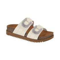 Chinelo Slide Feminino Papete Fivelas Strass Flatform