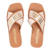 Chinelo Slide Feminino Petite Jolie Caramelo/Dourado