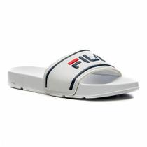 Chinelo Slide Fila Drifter Stripes Masculino - Branco e Marinho Chinelo Slide Fila Drifter Stripes Masculino - Branco e Marinho