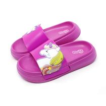 Chinelo Slide Floquinho Nuvem Unicórnio Pink Power