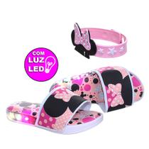 Chinelo Slide Infantil Com Luz Led Menina Lacinho Rosa com Pulseira Chinelo Slide Infantil Com Luz Led Menina Lacinho Rosa com Pulseira
