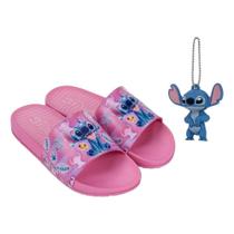 Chinelo slide infantil feminino grendene kids disney stitch c/brinde 23406