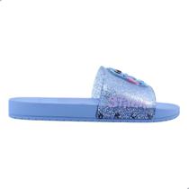 Chinelo Slide Infantil Grendene Kids Disney Mania Azul Glitter