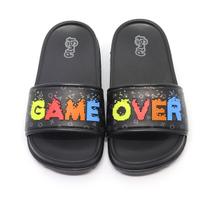 Chinelo Slide Infantil Plugt Menino Game Over Preto Leve Confortável e Antiderrapante Chinelo Slide Infantil Plugt Menino Game Over Preto Leve Confortável e Antiderrapante