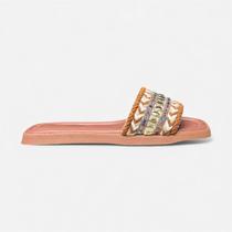 Chinelo Slide Manta Étnica e Pedras Caramelo