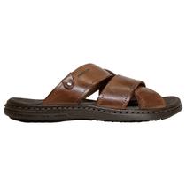 Chinelo Slide Masculino Pegada Tiras Couro 131285