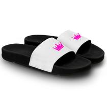 Chinelo Slide Masculino Personalizado Coroa Rosa
