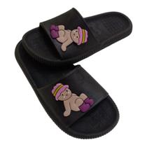 Chinelo Slide Max Bobbiee Goods Rosa Ursinho Leve Confortável