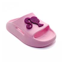 Chinelo Slide Menina Personagem Barbie Rosa Confortável Macia Leve 21 ao 32
