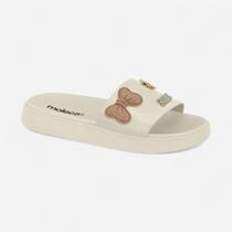 Chinelo Slide Moleca Com Pins Off White