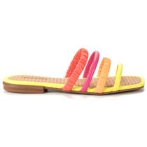 Chinelo Slide Multi Tiras Drapeado Citrus Mandarina Peônia Mississipi Q5404-0013