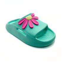 Chinelo Slide Nuvem Menina Infantil Flores Margarida Pink Leve Confortável Barato da Moda