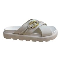 Chinelo Slide Papete Feminino Vizzano Básico Pingente Dourado 6510.111 Marfim