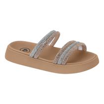 Chinelo Slide Papete Molekinha Infantil Juvenil Tiras Strass