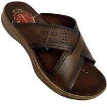 Chinelo Slide Pegada Masculino Ortopédico Em Couro 132231