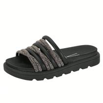 Chinelo Slide Tiras Brilho Strass Tratorada Vizzano Chinelo Slide Tiras Brilho Strass Tratorada Vizzano