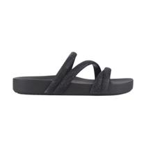 Chinelo Slide Zaxy Glitter Feminino Bege Preto