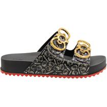 Chinelo Slide Zaxy Kitty Fivela de Laço Metalizada Feminina