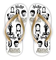 Chinelo Temático A Familia Addams Miniaturas Tira Dourada