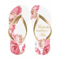 Chinelo temático Madrinha Também é Mãe Floral Rosa