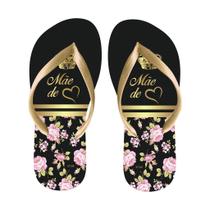 Chinelo temático Mãe de Coração Preto com Dourado