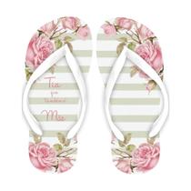 Chinelo Tia que tambem é Mãe - Floral Rosa com listra