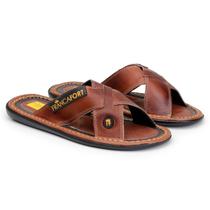 Chinelo Trançado Em Couro Legitimo Confortável Sola Borracha
