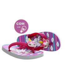 Chinelo Unicornio Infantil Com Luzinha Led Feminino Meninas