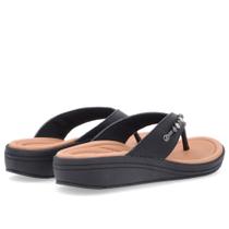 Chinelo Usaflex Anabela Couro Rosa Detalhe com Strass AK0507001