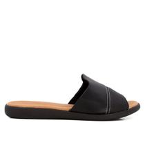 Chinelo Usaflex Slide Preto Couro Detalhe Tressê