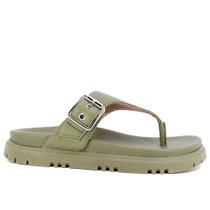 Chinelo Verde Militar Plataforma Couro