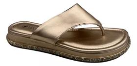 Chinelo Via Uno Flatform Metalizada Dedo Brilhosa Feminino Chinelo Via Uno Flatform Metalizada Dedo Brilhosa Feminino