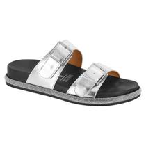 Chinelo Vizzano Flat Metalizado Fivelas - Preto e Prata Chinelo Vizzano Flat Metalizado Fivelas - Preto e Prata