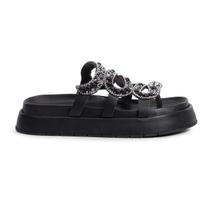 Chinelo Yesme Snake Zircônia Sintética e Strass - Conforto e Estabilidade Tamanho:37Cor:Preto