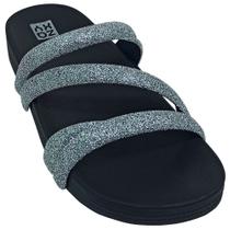 Chinelo Zaxy Feminino Tiras Frontais Brilhosas Slide Glamour Chinelo Zaxy Feminino Tiras Frontais Brilhosas Slide Glamour