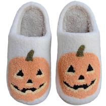 Chinelos Aucomfo Halloween Pumpkin para mulheres e homens, tamanho 41-42