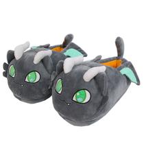Chinelos Bat Dragon Anime Plush Cinza Algodão Tamanho 35-43