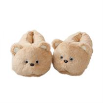 Chinelos Bear Cartoon Plush, algodão quente de inverno, unissex