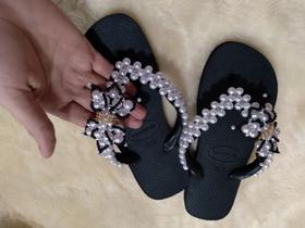 Chinelos bordado Preto