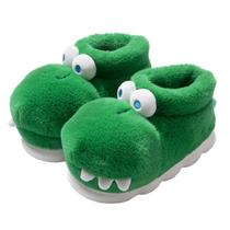 Chinelos Cartoon Crocodile Plush Warm Fluffy House Slip