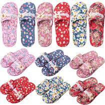 Chinelos caseiros de algodão floral macio para mulheres, 6 pares Chinelos caseiros de algodão floral macio para mulheres, 6 pares