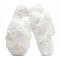 Chinelos Crazy Lady Fuzzy Furry Fur Memory Foam femininos brancos Chinelos Crazy Lady Fuzzy Furry Fur Memory Foam femininos brancos