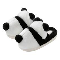 Chinelos Cute Panda Plush Warm Fluffy House para mulheres