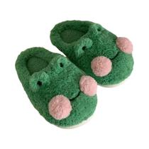 Chinelos De Algodão Em Forma De Sapo, Quentes Para O Inverno, Antiderrapantes, Com Sola Grossa, Para