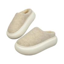 Chinelos De Algodão Femininos De Inverno Quentes Antiderrapantes Confortáveis E Casuais Com Bico