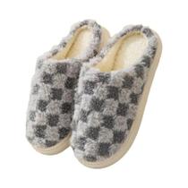 Chinelos De Algodão Para Outono E Inverno Femininos, Solado Grosso Antiderrapante, Calçados De Lã
