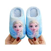 Chinelos De Algodão Quentes Para Meninas, Disney Princesa Elsa, Inverno, Sola Preta E Roxa, Tamanhos
