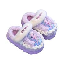Chinelos De Algodão Rosa Azul Da Disney Princess Elsa Para Meninas, Antiderrapantes, Quentes, Para